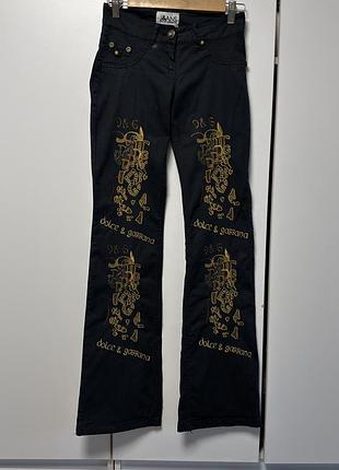 Dolce & gabbana штани з вишивкою, розмір хс