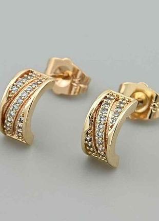 Серьги пусеты штрих 55855 11*5мм белые фианиты 1,9г позолота 18к тм xuping
