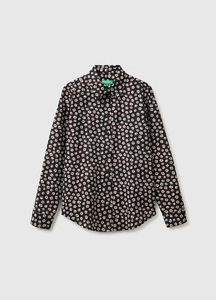 Женская голубая прямая рубашка benetton