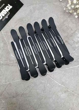 Затискач для волосся 12шт прогумовані toniguy чорні (13*11*2см) 210234 тм eстет