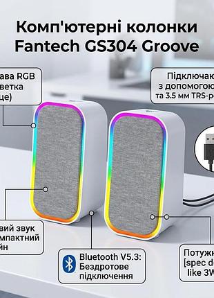 Комп'ютерні колонки fantech gs304 groove rgb підсвічування, bluetooth v5.3, підключаються за допомогою usb і 3.5 мм trs-роз'єму