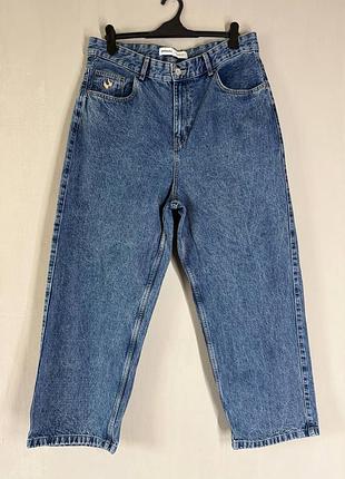Женские широкие джинсы bershka eur 46 / оверсайз джинсы-трубы baggy / унисекс хлопок