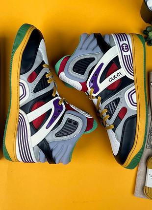 Gucci basket gg sneaker monogram multicolor высокие мужские кроссовки оригинал 42 eur 5