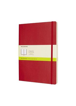 Блокнот moleskine classic большой, нелинованный красный мягкий (qp623f2)