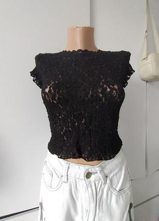 Гепюровый топ zara