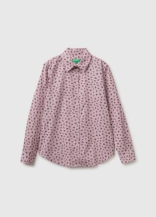 Жіноча блакитна пряма сорочка benetton рожевий, l
