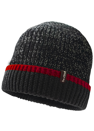 Шапка водонепроницаемая dexshell cuffed beanie dh353red, s/m (56-58 см), черно-красная, с мембраной porelle