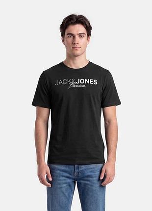 Мужская прямая футболка jack & jones черный, m