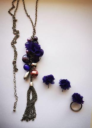 ​✨💜 розкішний набір six® у фіолетовій гамі 🪄💎 кольє сережки кільце