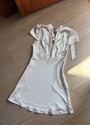 Сукня сатинова біла zara