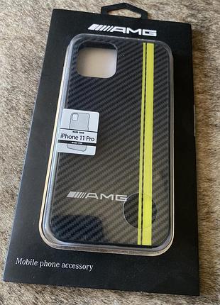 Стильный чехол mercedes-amg для iphone 11 pro (под карбон)