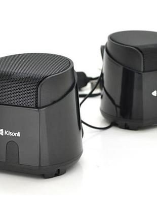 Колонки для пк і ноутбука kisonli k500 multimedia speaker usb — 2.0/aux 3.5 mm 2x3.5w black