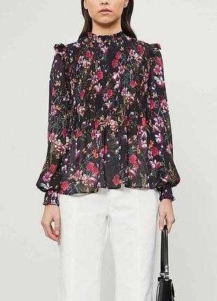 Блузка-рубашка ted baker enya fern forest floral с высоким воротником и цветочным принтом