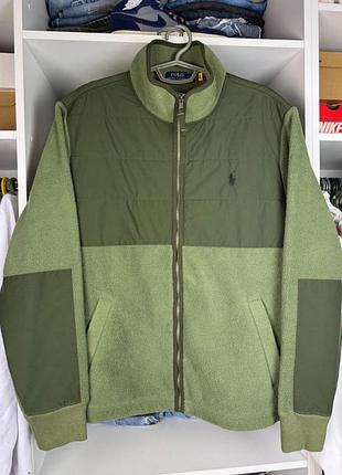 Оригінальна чоловіча флісова кофта на замок хакі polo ralph lauren