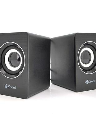 Колонки для пк і ноутбука kisonli a-707 multimedia speaker usb — 2.0/aux 3.5mm 2x3w black