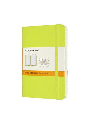 Блокнот moleskine classic карманный, линейка лимонный зеленый мягкий (qp611c2)