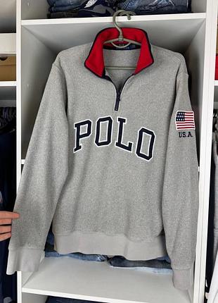 Оригінальна чоловіча флісова кофта на 1/4 зіпі polo ralph lauren usa