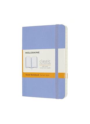 Записная книжка moleskine classic карманная, линейка голубая гортензия мягкая (qp611b42)