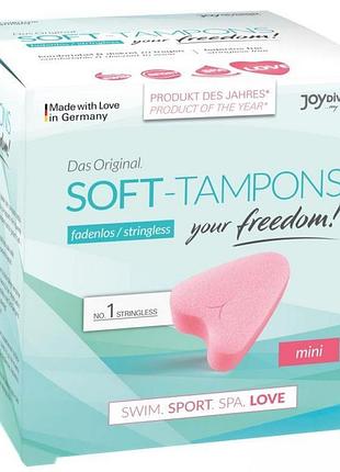 Тампони міні у вигляді сердець joydivision tampony-soft-tampons mini рожеві, 3 шт.
