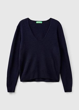 Женский синий свободный свитер benetton l