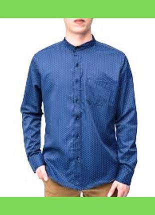 Синяя мужская унисекс рубашка длинный рукав хлопок dorkers (levi strauss) р. м, s мужская синяя рубашка хлопок
