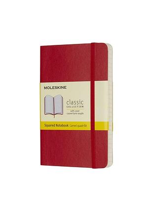 Записная книжка moleskine classic карманная, клетка красный мягкий (qp612f2)