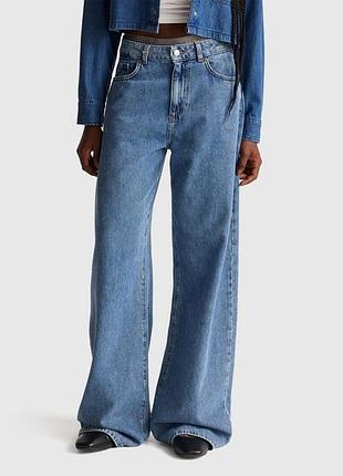 Женские чёрные wide джинсы benetton черный, 30