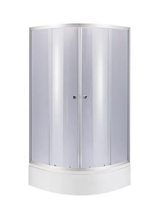 Душевая кабина latwa sc80x80.sat.mid.gr полукруглая, стекло тон. 4 мм + душевой поддон kapielka st80x80x26, с панелью lidz