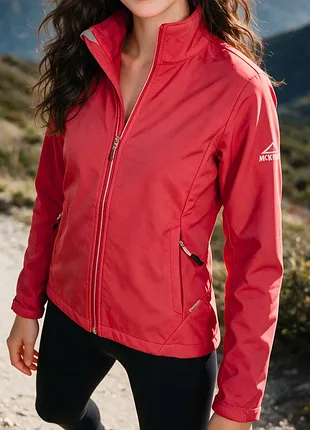 Куртка софтшелл женская красная 💨 ветрозащитная dry-plus softshell 5000 🔺 mckinley 📐 размер s-m ветровка