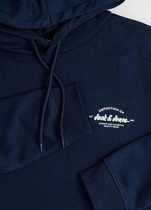 Чоловіче синє пряме худі jack & jones синій, xs 3