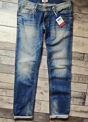 Мужские стильные  синие джинсы tommy jeans с потертостями размер 34/34