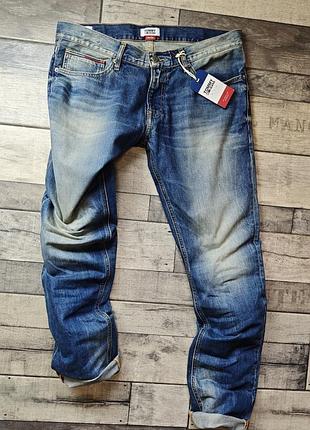 Мужские стильные  синие джинсы tommy hilfiger jeans с потертостями размер 34/34