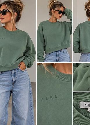 Світшот aere з органічної бавовни, зелений, oversize, розмір 16