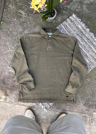 Вінтажна щільна болотна регбійка barbour поло з довгим рукавом з маленьким логотипом