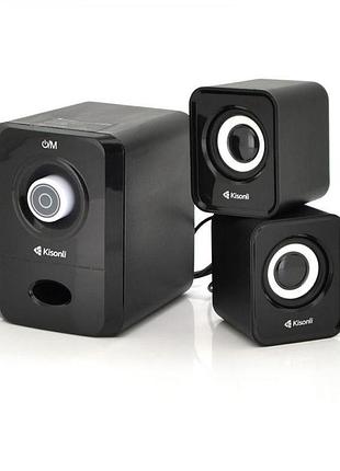 Колонки для компьютера kisonli u-2900 2.1 usb /3.5mm black