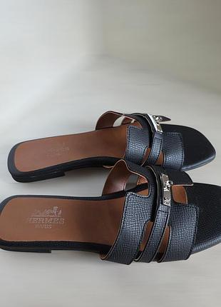 Кожаные шлепанцы hermès