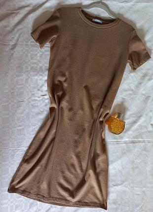 Базовое трикотажное платье миди zara woman
