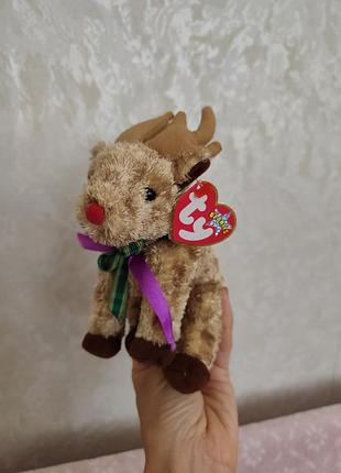 Вінтажна колекційна іграшка олень ty beanie babies rudy the reindeer holiday christmas plush 2003
