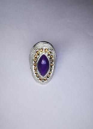 Эффектная массивная кольца с фиолетовым кристаллом (немечечина) 💍🔮