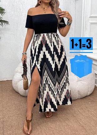 🥰 довга сукня з розрізами в принт shein xl