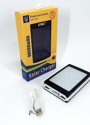 Умб power bank solar 90000 mah мобильное зарядное с солнечной панелью и лампой, power bank charger батарея