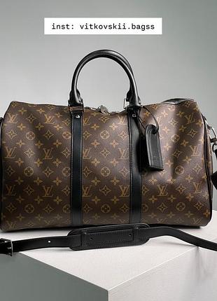 Спортивна сумка keepall bandouliere 45 brown canvas🤎