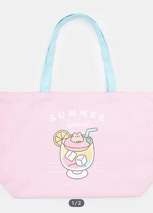 Текстильна tote сумка шопер з принтом pusheen the cat x sinsay