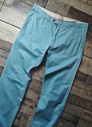 Mужские  легкие  хлопковые зауженные  бирюзовые брюки чинос scotch & soda размер 34/32
