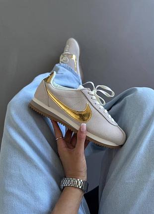 Кроссовки женские nike cortez | beige / gold