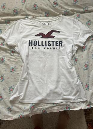 Жіноча орегінальна футболка hollister білого кольору розмір м