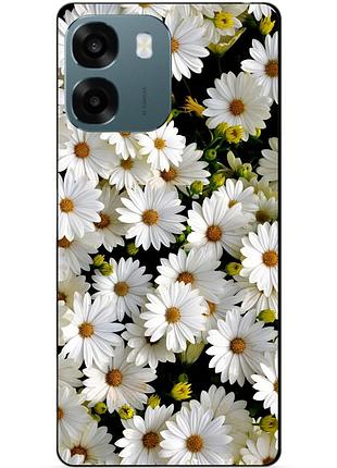 Чехол силиконовый бампер для oppo a6 с рисунком ромашки цветы