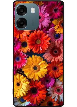Силиконовый чехол бампер для oppo a6 с рисунком цветы герберы