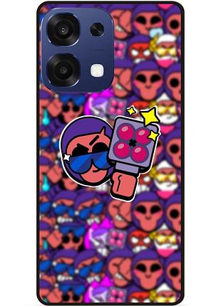 Силиконовый бампер чехол для oppo a6 pro стикеры бравл брок brawl
