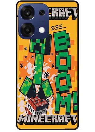 Силиконовый чехол бампер для oppo a6 pro стив minecraft крипер майнкрафт